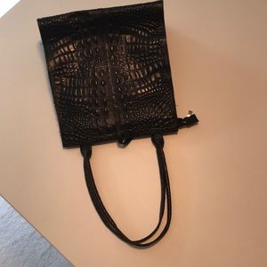Leather embossed handbag.  12.5” x 11”.